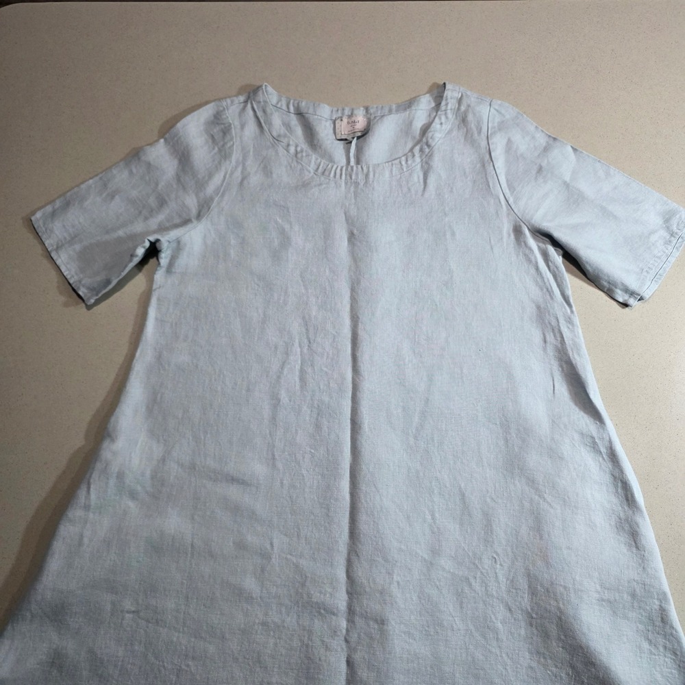 Chalet et ceci Light Blue 100% Linen High Low Tunic Top Size M P36065
